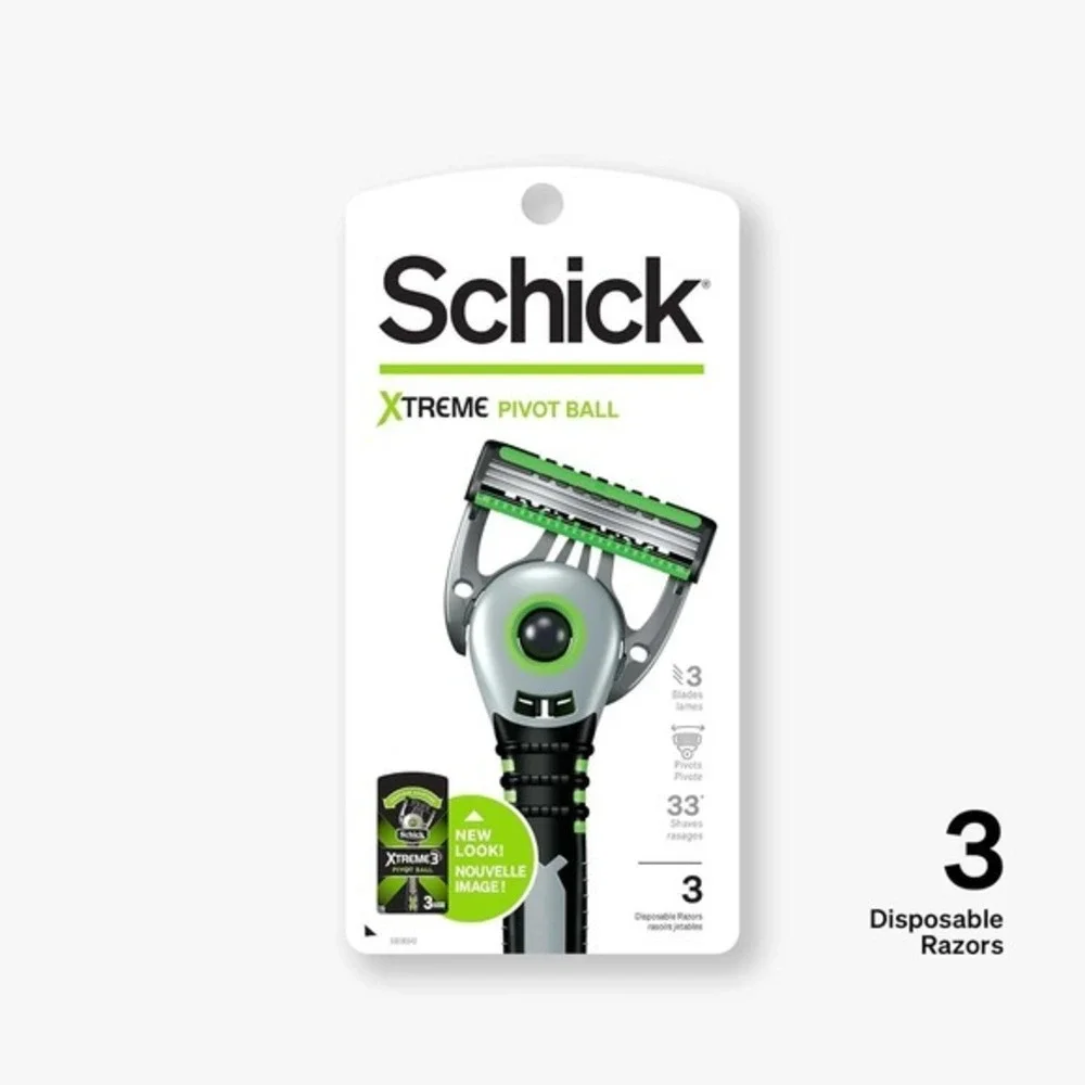 Schick Xtreme Pivot Ball Men's Disposable Razor 3 Packs With 3 Disposable Razors